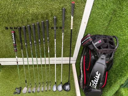New Wilson Staff D7 Irons, Titleist Driver, Callaway Wood & Hybrid, New Wilson Infinite Putter Titleist Waterproof Cart Bag