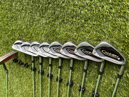 Nike Ignite Dymo² Driver, Spalding Cannon Irons (3–9, SW), TaylorMade Rescue & Rossa Putter | Callaway Stand Bag