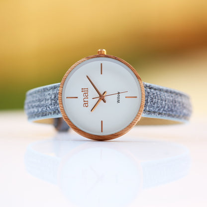 Handwriting Engraving Anaii Watch - Lake Blue