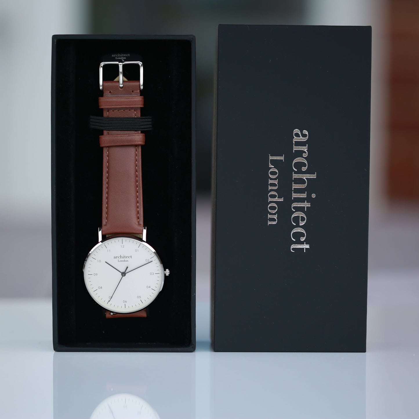 Modern Font Engraving - Men's Architect Zephyr + Walnut Strap