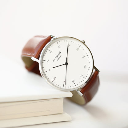 Contactless Payment Watch - Men's Architect Zephyr + Walnut Strap + Modern Font Engraving