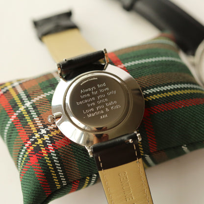 Modern Font Engraving - Men's Architect Zephyr + Jet Black Strap