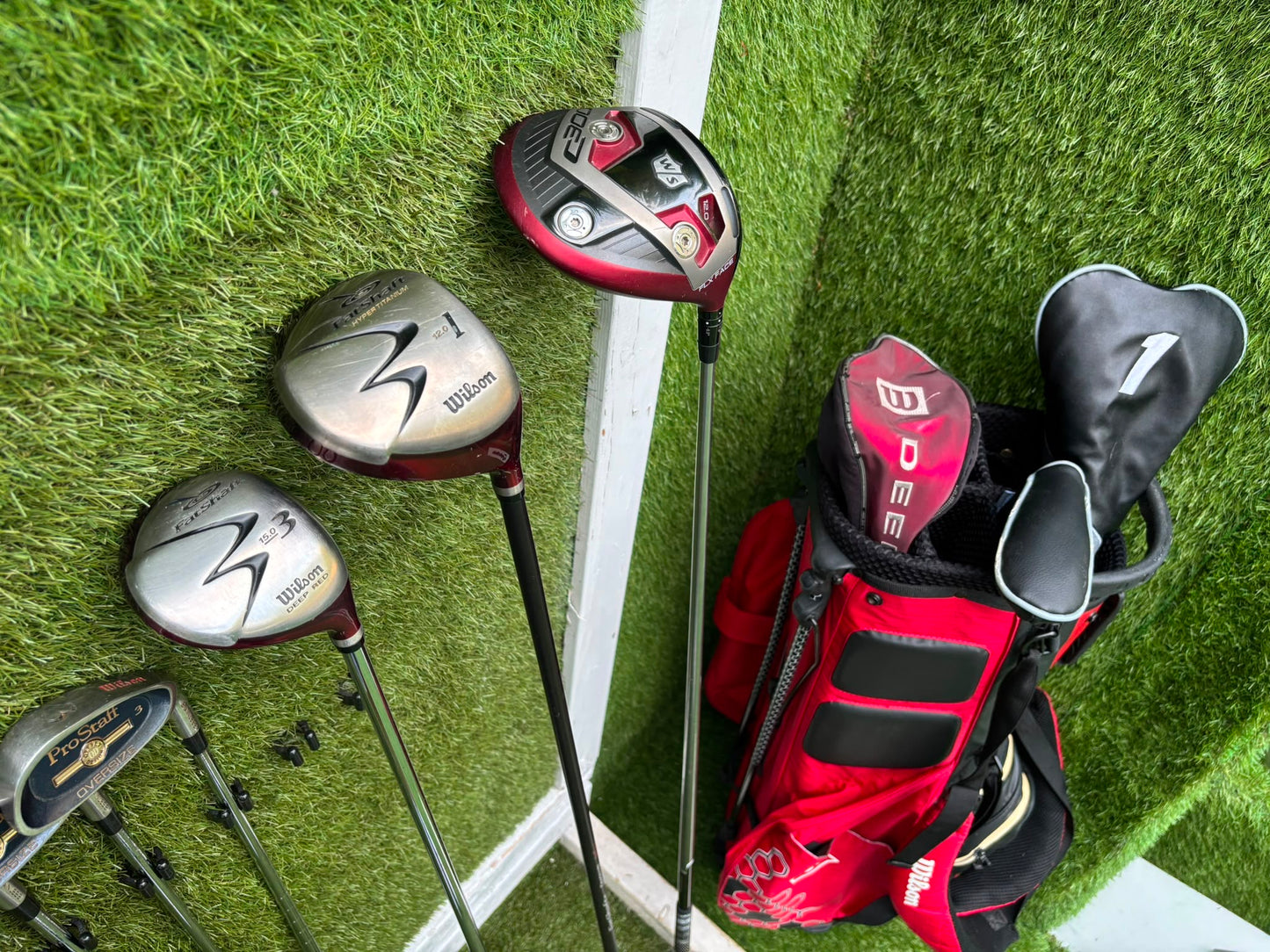 Wilson ProStaff Oversize Irons, Wilson Staff D300 Driver, Wilson Deep Red Woods & Wilson Stand Bag
