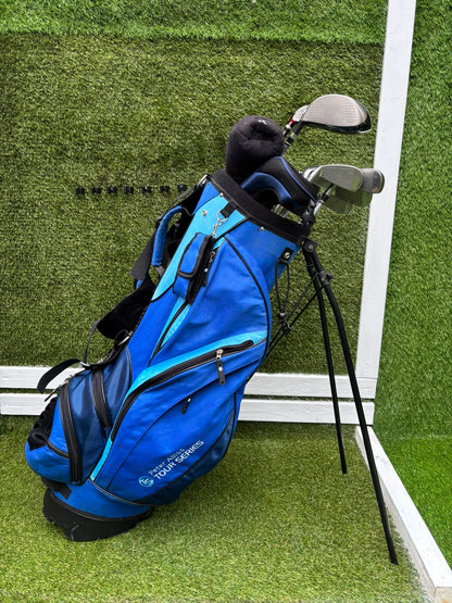 Slazenger Iron-Woods, Nike Driver, Wilson Fairway Wood, Voodoo Daddy Putter & Stand Bag