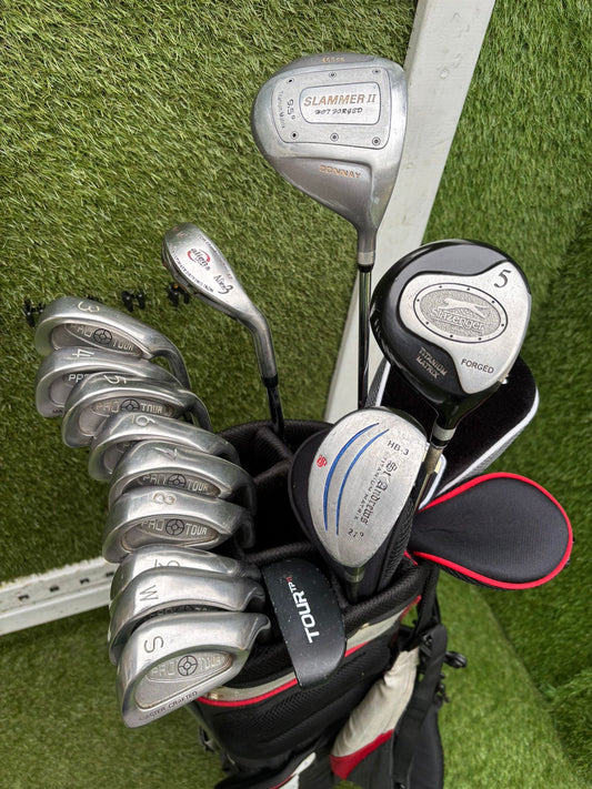 14 Club Full Golf Set – Pro Tour Irons + Donnay 400cc Driver + 5 Wood + Hybrid + Utility + Putter + Dunlop Stand Bag