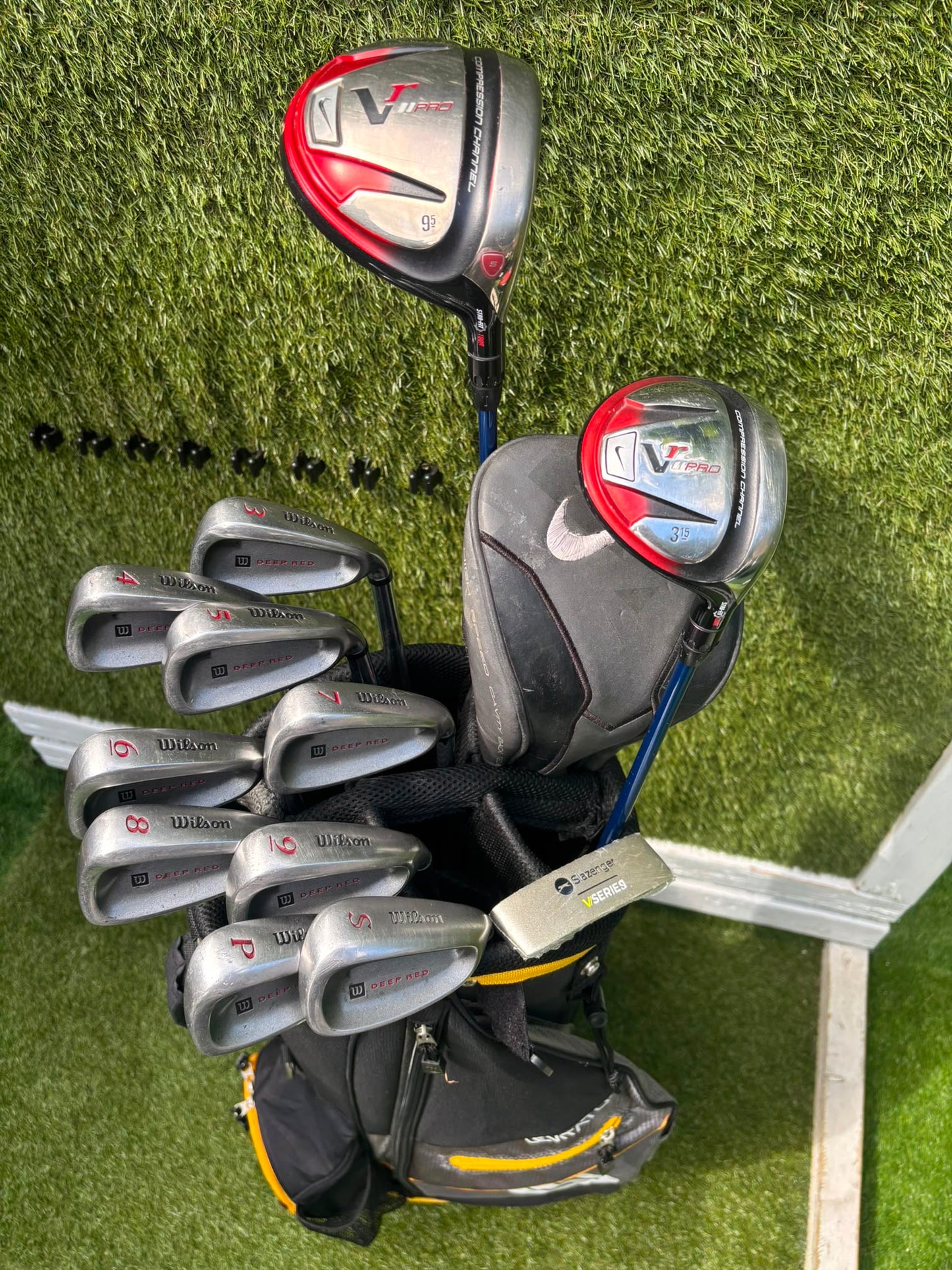 Wilson Deep Red Irons, Nike VR II Pro Woods, Brand New Putter & Wilson Cart Bag