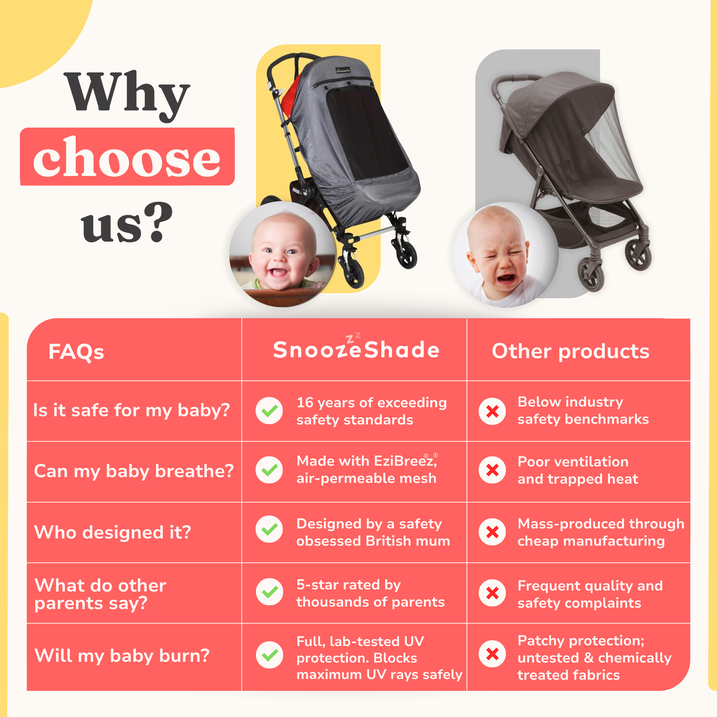 SnoozeShade Plus Deluxe: premium sun and sleep shade and insect net for buggies and pushchairs