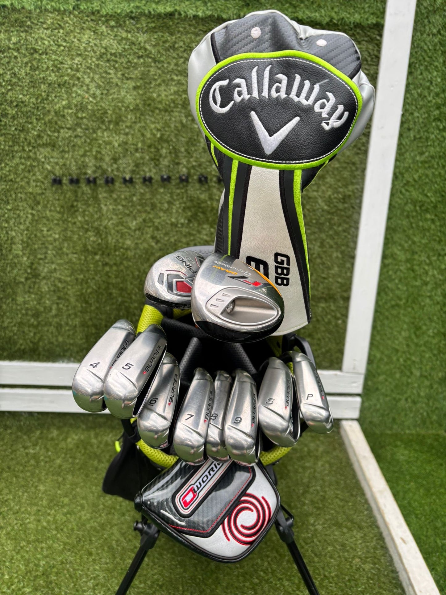 Callaway GBB Epic Adjustable Driver + TaylorMade Burner Irons (4–SW) + Ping i15 Hybrid + r7 Draw 5 Wood + Odyssey Marxman Putter