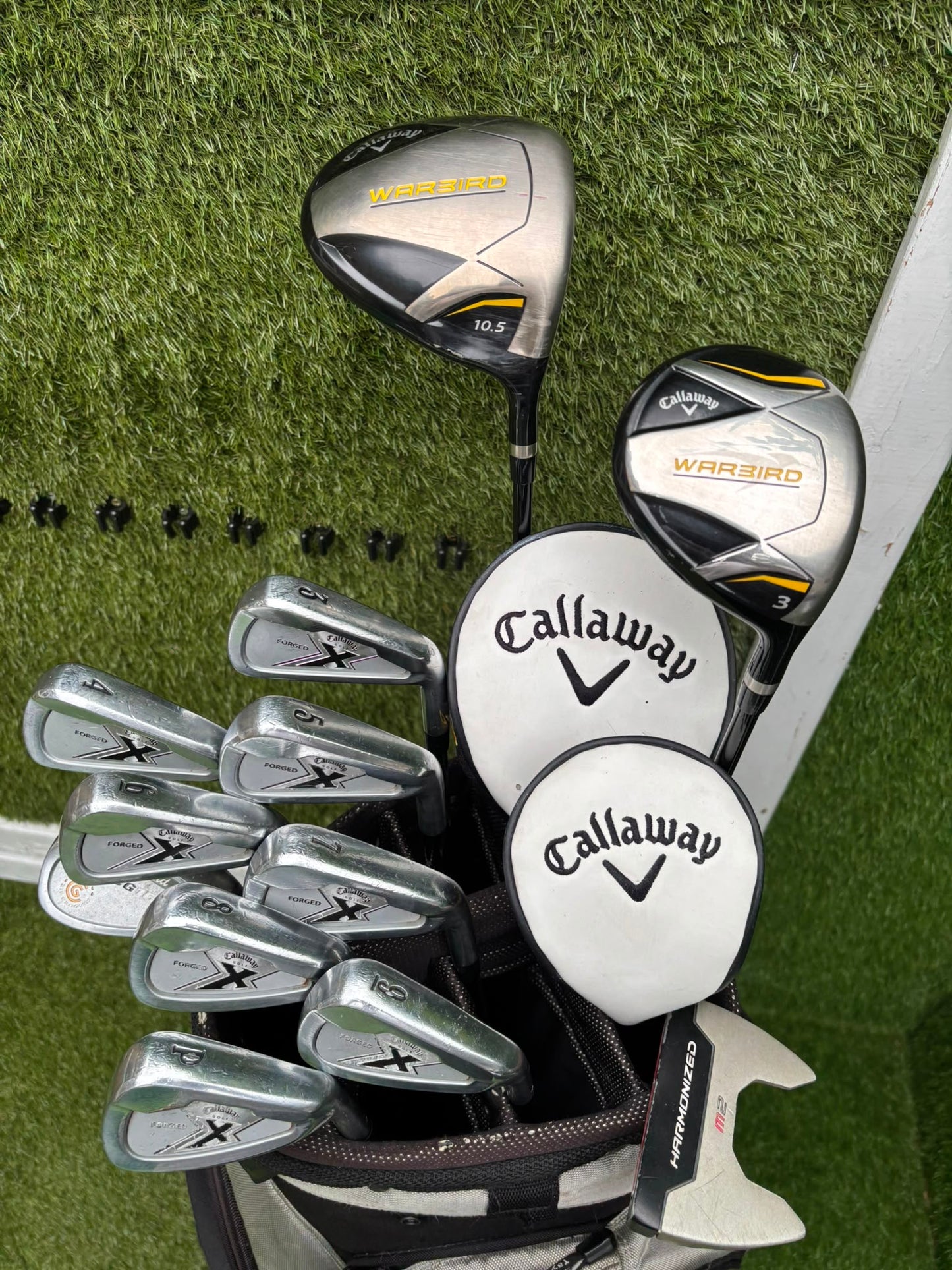 Callaway X Forged Irons, Callaway Warbird Woods, Cleveland CG16 Wedge & TaylorMade Cart Bag