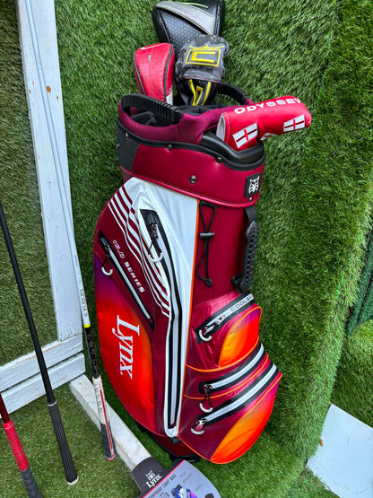 Nike Slingshot 4D Irons, Nike Driver, Cobra 4 Wood, Nike VR_S Hybrid, Odyssey Putter, New Lynx Waterproof Cart Bag