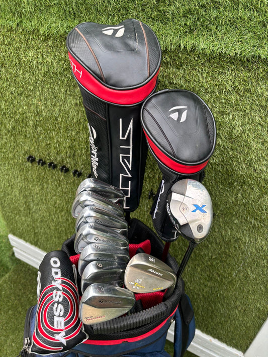 TaylorMade Tour Preferred MC Irons (4–PW) + Burner Driver, R9 Fairway, Callaway Hybrid, Ping Cadence Putter & TaylorMade Bag