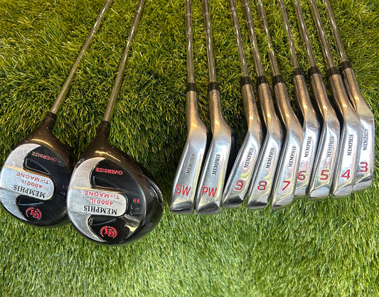 Memphis 4000iL Complete Golf Irons set 3-PW & SW + 3 wood & 5 Wood Oversize Heads Reg Flex RH