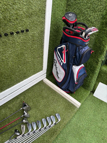 TaylorMade Tour Preferred MC Irons (4–PW) + Burner Driver, R9 Fairway, Callaway Hybrid, Ping Cadence Putter & TaylorMade Bag