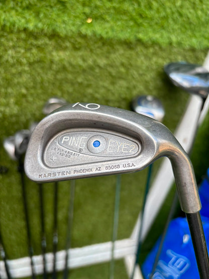 Ping Eye2+ Blue Dot Graphite Irons, Brand New Wilson D7 Driver, Ping G5 Woods & Ping Traverse Cart Bag