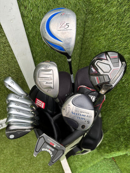 Ping i25 Irons, EVNROLL ER5 Putter, Mizuno S18 56°, Mizuno Zoid Hybrid, Mixed Woods & J.Lindeberg Stand Bag – 11 Clubs