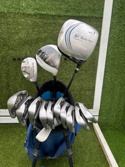 Z-MODEL II Irons + TaylorMade Woods & Hybrid + Ping Zing 2 + Donnay Putter + Peter Alliss Stand Bag – 14 Clubs
