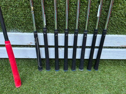 Callaway Apex DCB Irons, Mizuno Driver, Odyssey Lab Putter & TaylorMade Team Tour Cart Bag