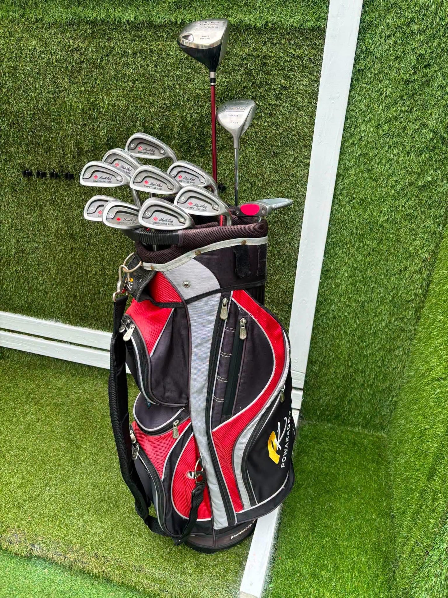 Maple Leaf Competitive Edge Irons + King Cobra Driver, 3 Wood, Zucci Putter & PowaKaddy Bag