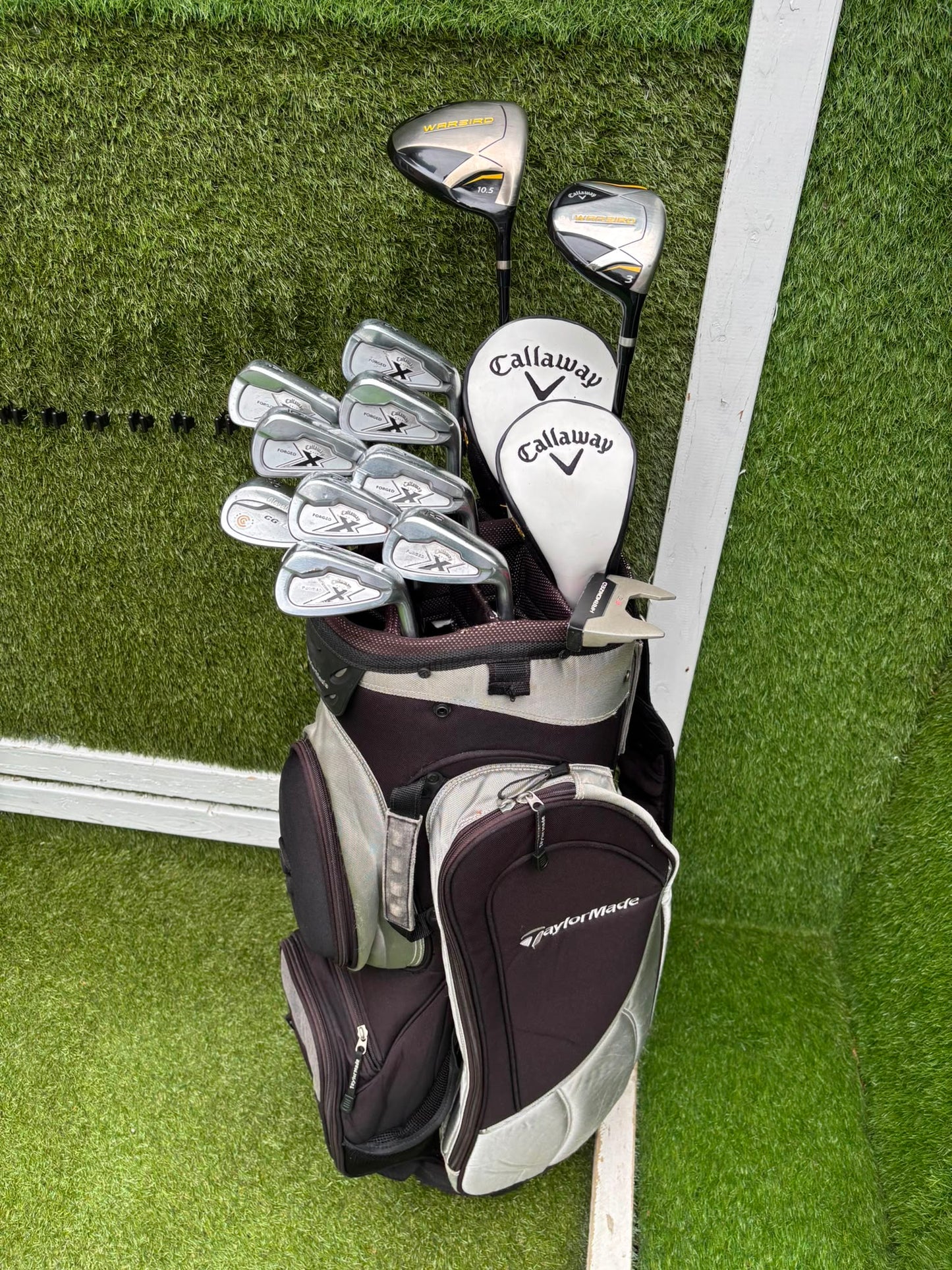 Callaway X Forged Irons, Callaway Warbird Woods, Cleveland CG16 Wedge & TaylorMade Cart Bag