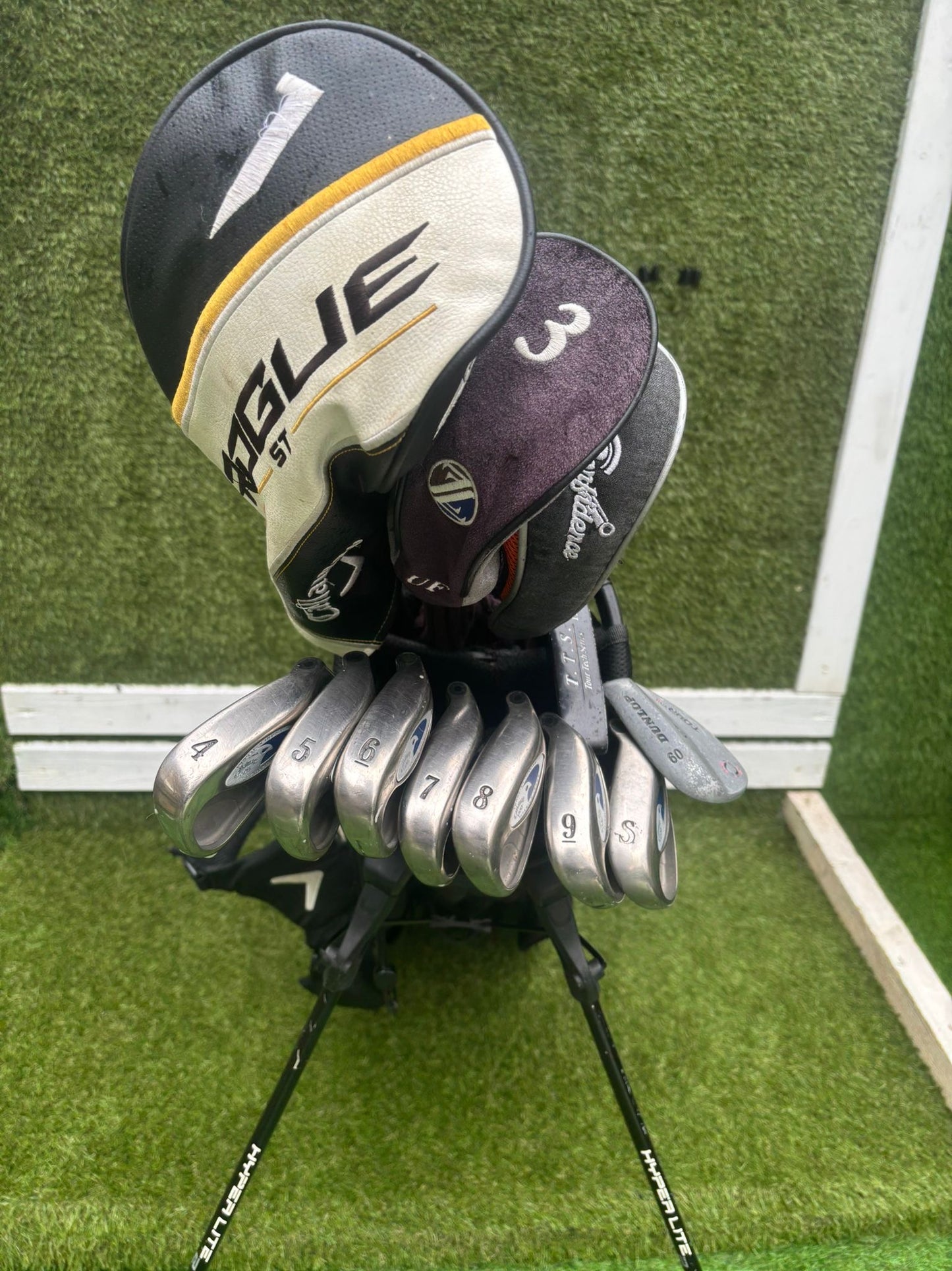 Callaway Tungsten Titanium Irons + Donnay Driver + Mizuno Fairway + Confidence Hybrid + Callaway Stand Bag (12 Clubs)