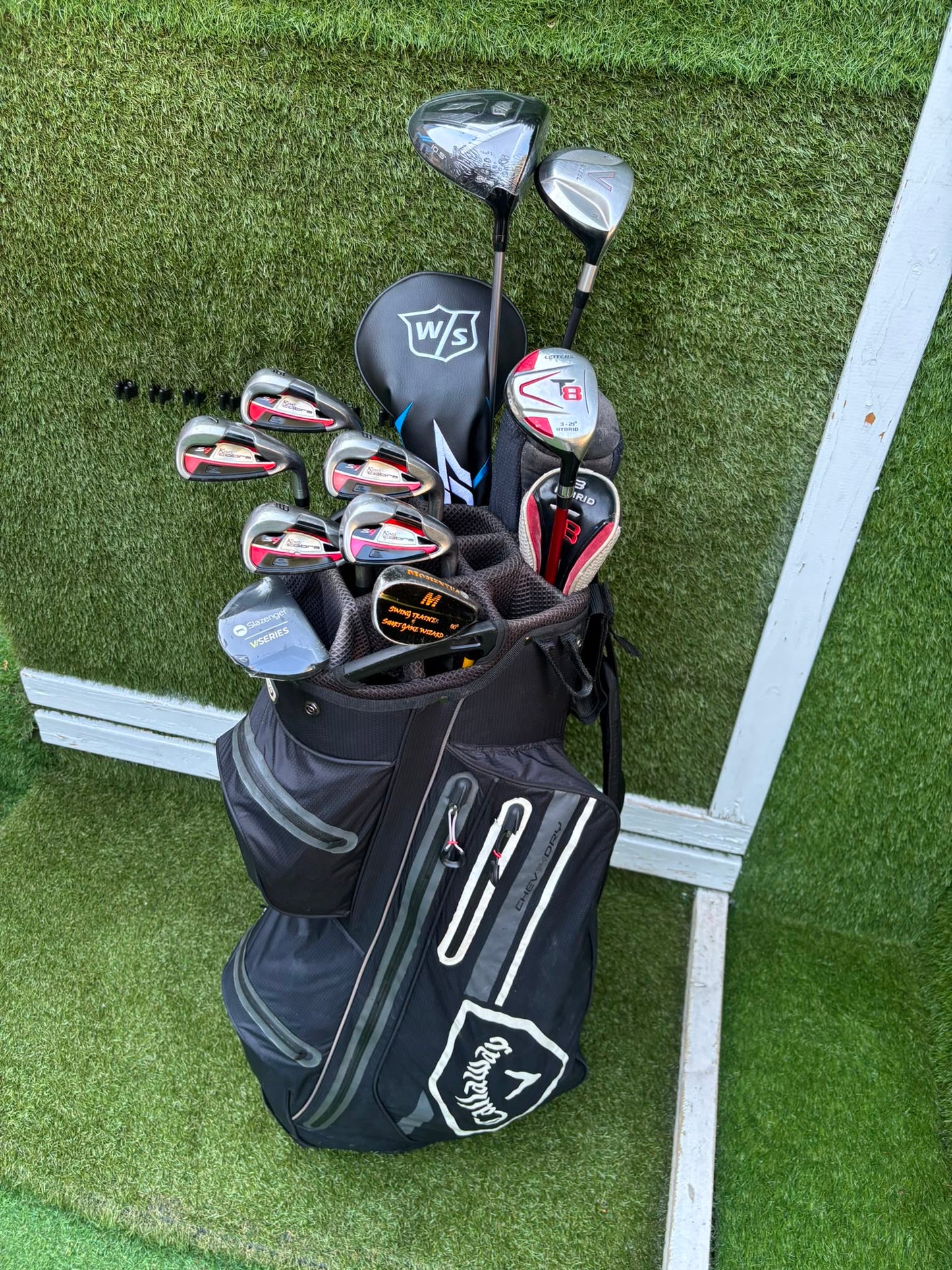 Cobra King S9 Irons, New Wilson Driver, TaylorMade Wood, New V Series Putter & Callaway Dry Waterproof Cart Bag Free P&P