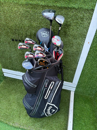 Cobra King S9 Irons, New Wilson Driver, TaylorMade Wood, New V Series Putter & Callaway Dry Waterproof Cart Bag Free P&P