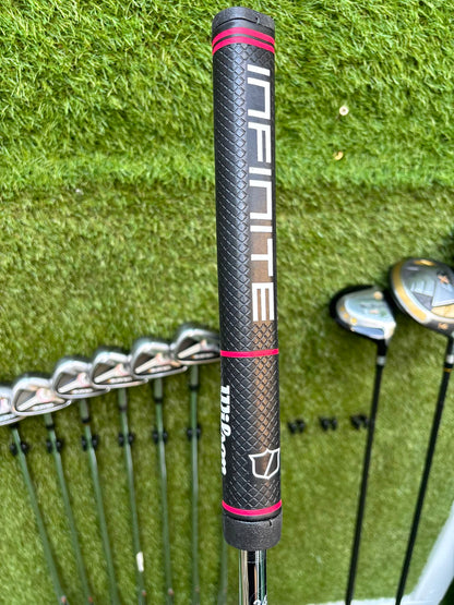 TaylorMade Irons, Cleveland Driver, GX-7 Wood, MacGregor 7 Wood, Wilson Putter & Ping Stand Bag