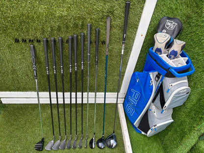 Ping Eye2+ Blue Dot Graphite Irons, Brand New Wilson D7 Driver, Ping G5 Woods & Ping Traverse Cart Bag