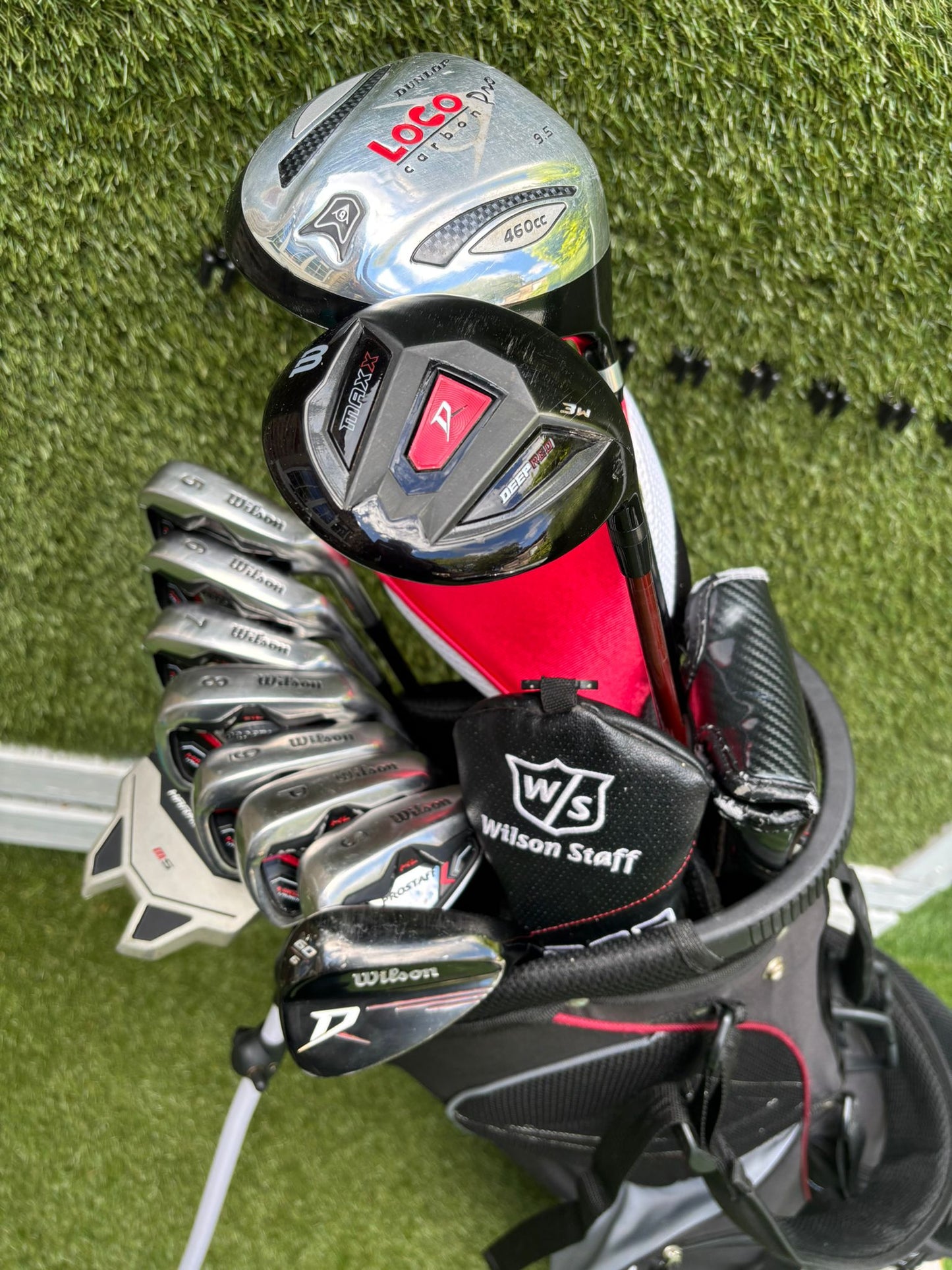 Wilson ProStaff HL Graphite Golf Set + Deep Red Woods & Wilson Deep Red Stand Bag