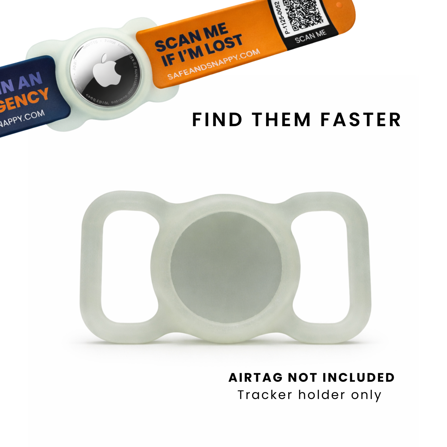 Glow-in-the-Dark AirTag Holder for Snap Bands, Kids Safe