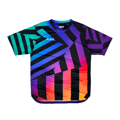 Aixo Rainbow Chaos Mens T-Shirt - Black