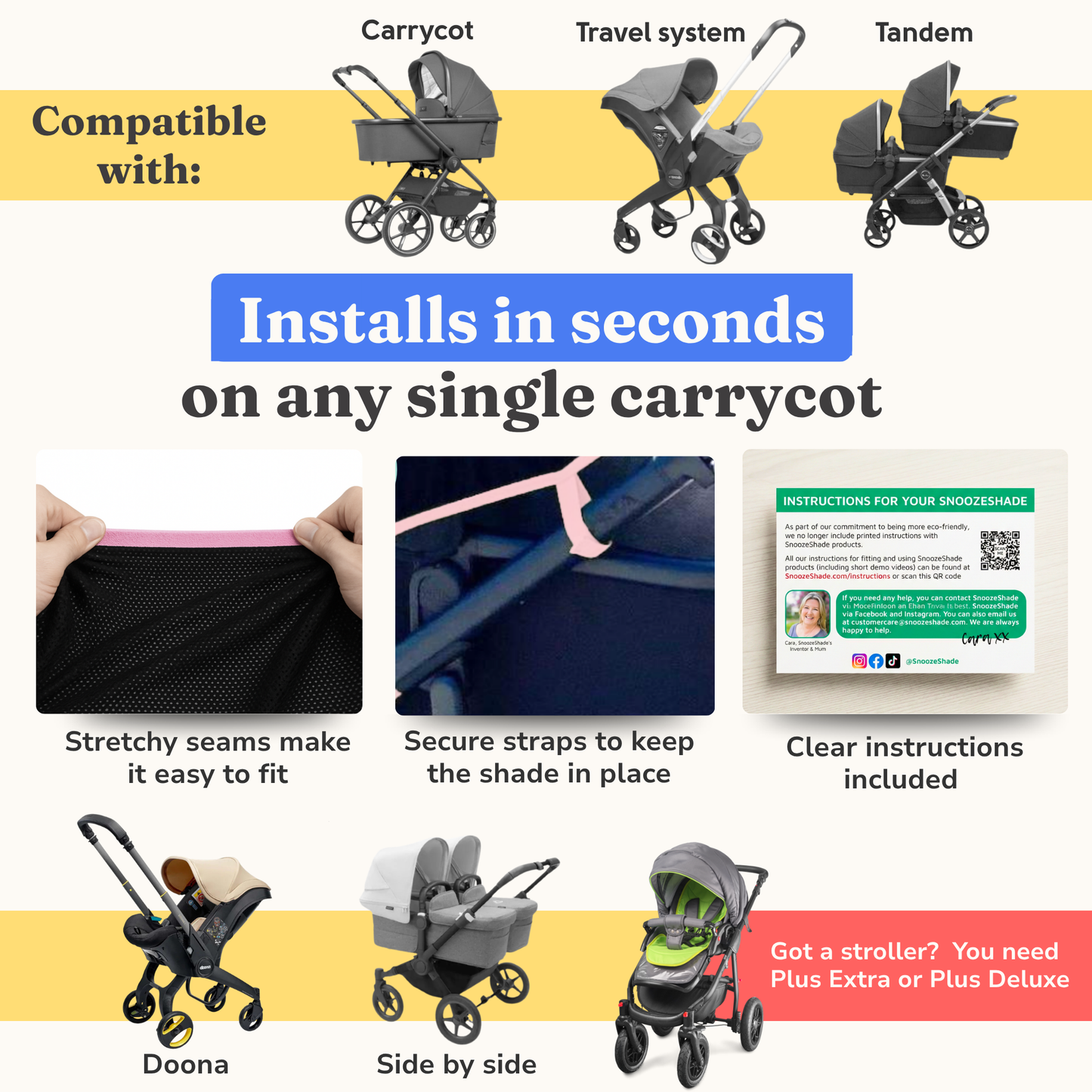 SnoozeShade Original: sun and sleep shade for carrycots, prams and bassinets