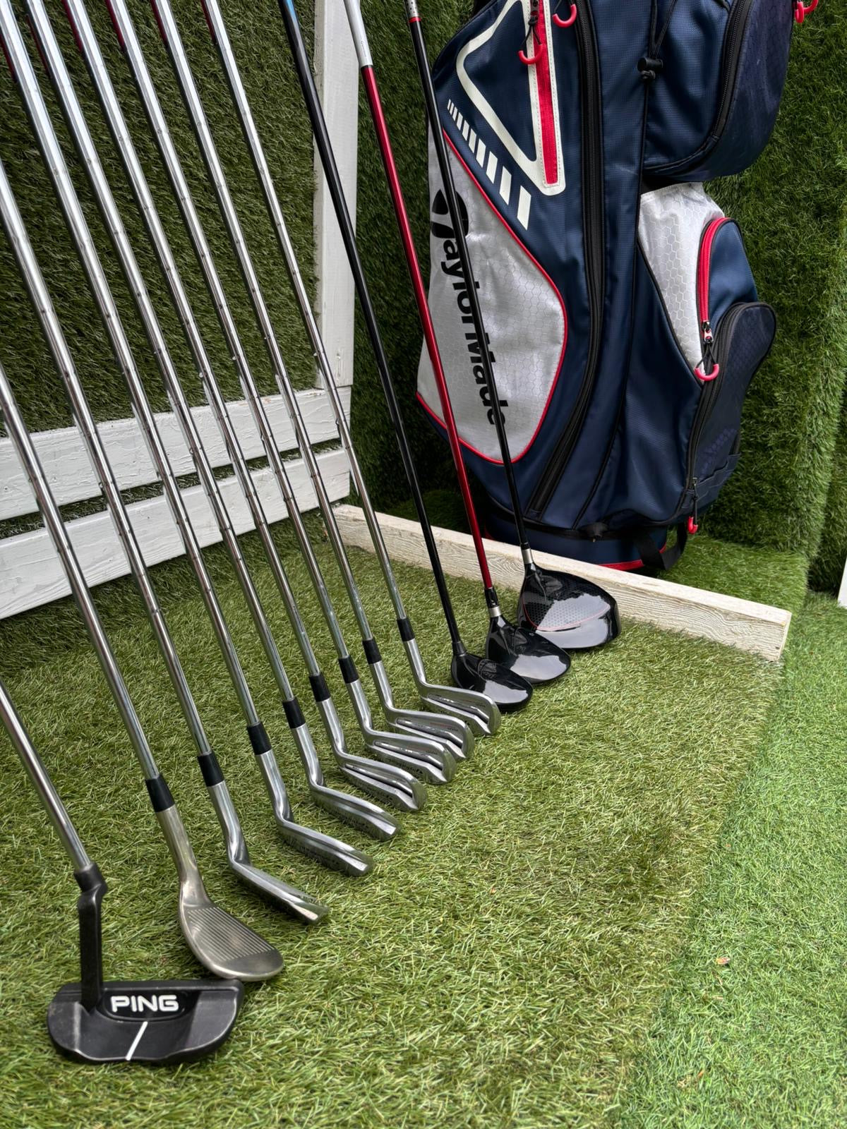 TaylorMade Tour Preferred MC Irons (4–PW) + Burner Driver, R9 Fairway, Callaway Hybrid, Ping Cadence Putter & TaylorMade Bag
