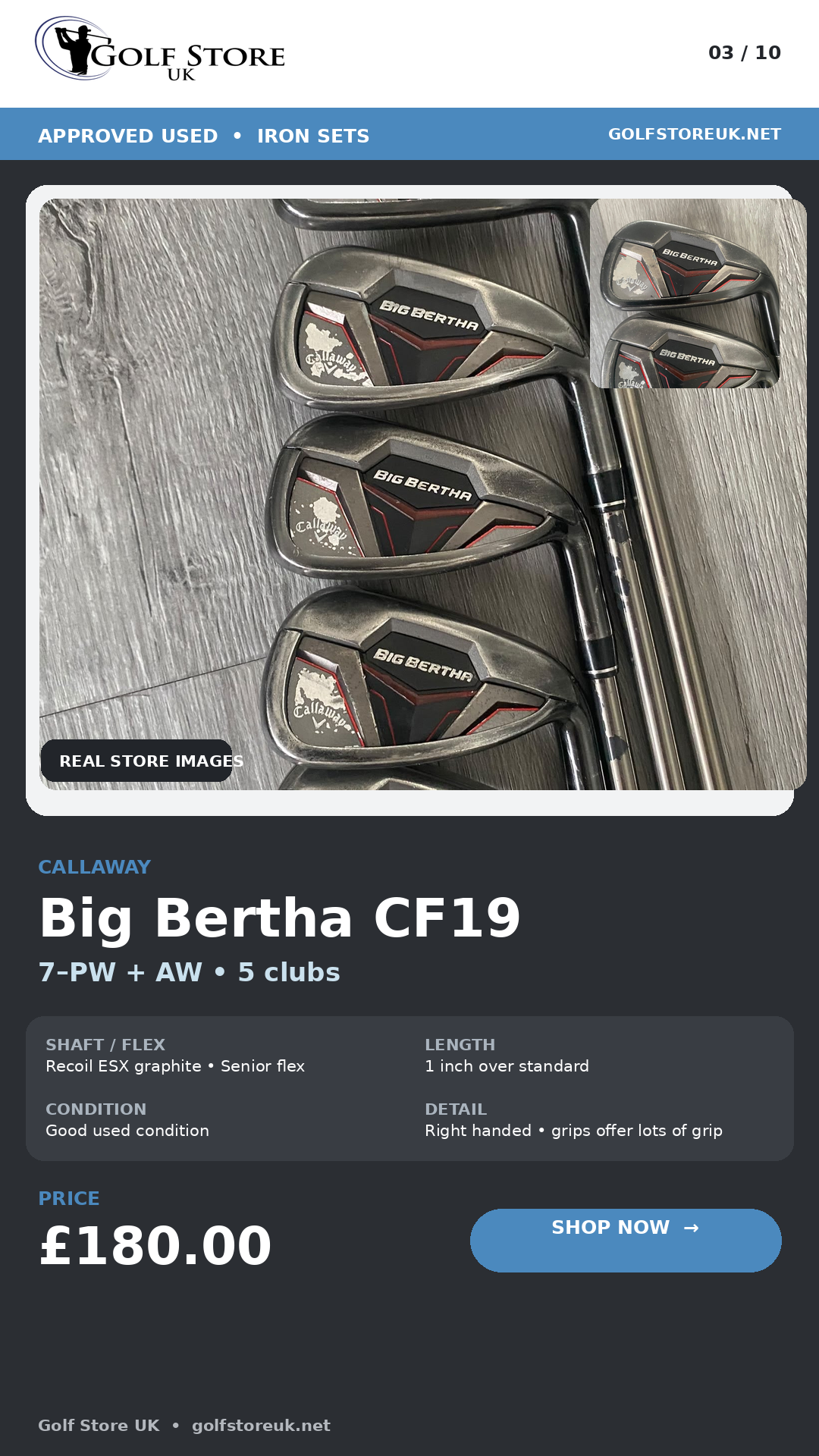 Callaway Big Bertha CF19 Irons 7-PW AW (5 clubs) Right Handed