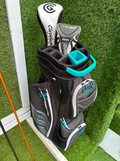 Cleveland CG7 Tour Irons, TaylorMade R9 Hybrid, Cleveland Launcher Driver & Ping Bag