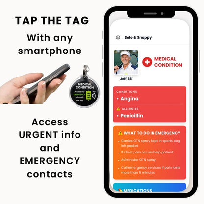 Food Allergy Alert Tag - Clip on NFC emergency info