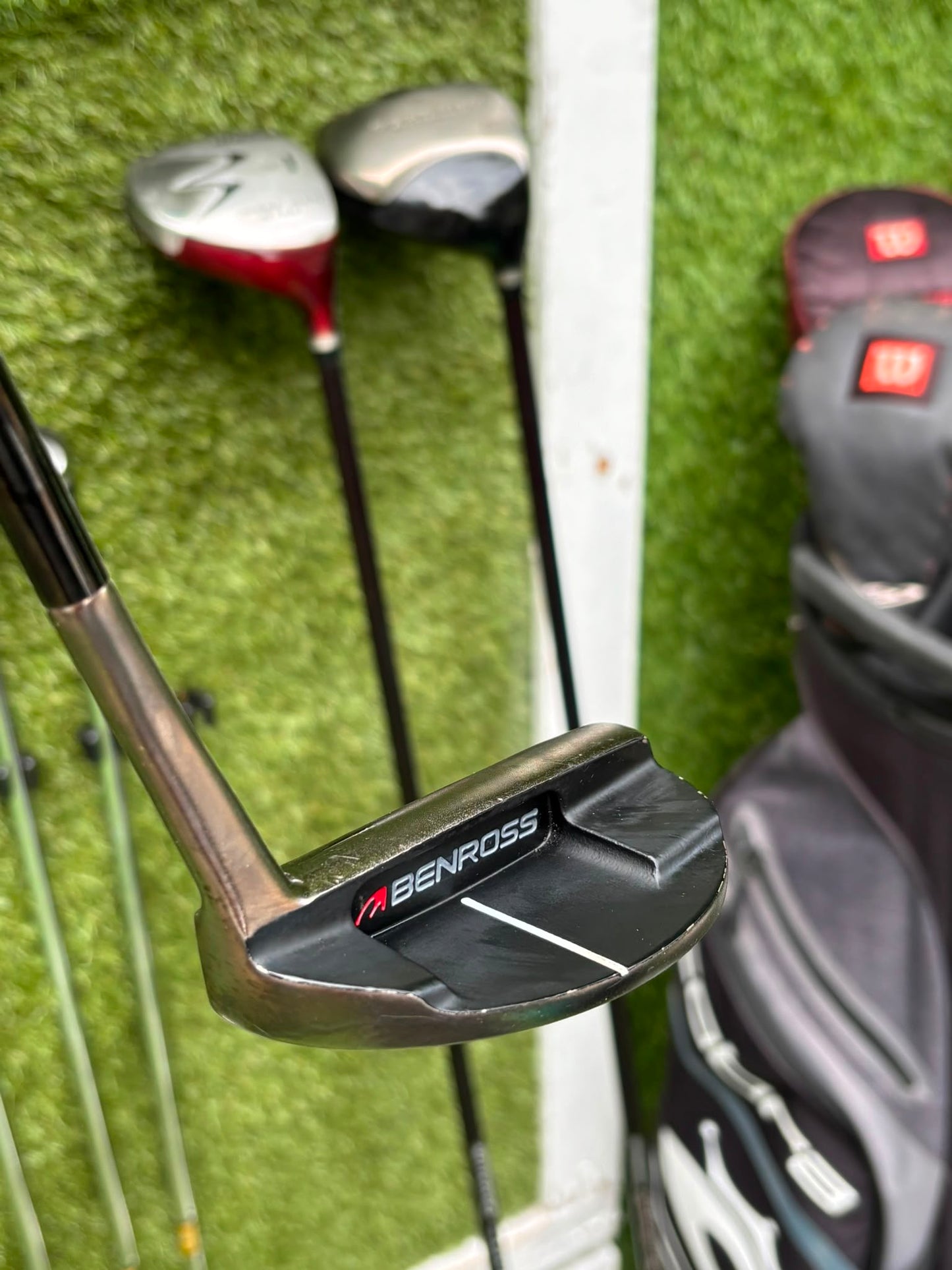 Wilson FatShaft Irons, Wilson Deep Red Driver, Wilson Deep Red 1 Wood, Benross MDX Tribe Putter & Cobra Cart Bag