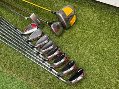 RAM Laser Hybrid Irons, Nike SQ Sumo² Driver, Cobra SZ Fairway Wood, Slazenger V Series Putter & Wilson Tour RX Stand Bag