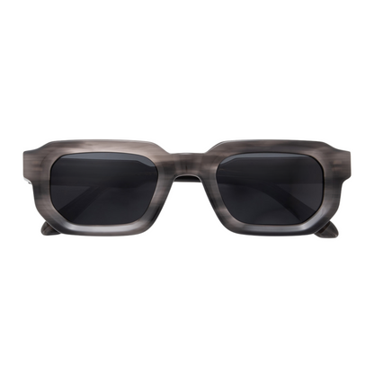 JUNA Hexagonal Thick Frame Polarised Sunglasses, Unisex, Grey Marble by TrueVivid