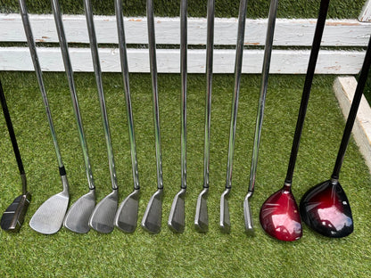 Wilson FatShaft Irons, Wilson Deep Red Driver, Wilson Deep Red 1 Wood, Benross MDX Tribe Putter & Cobra Cart Bag