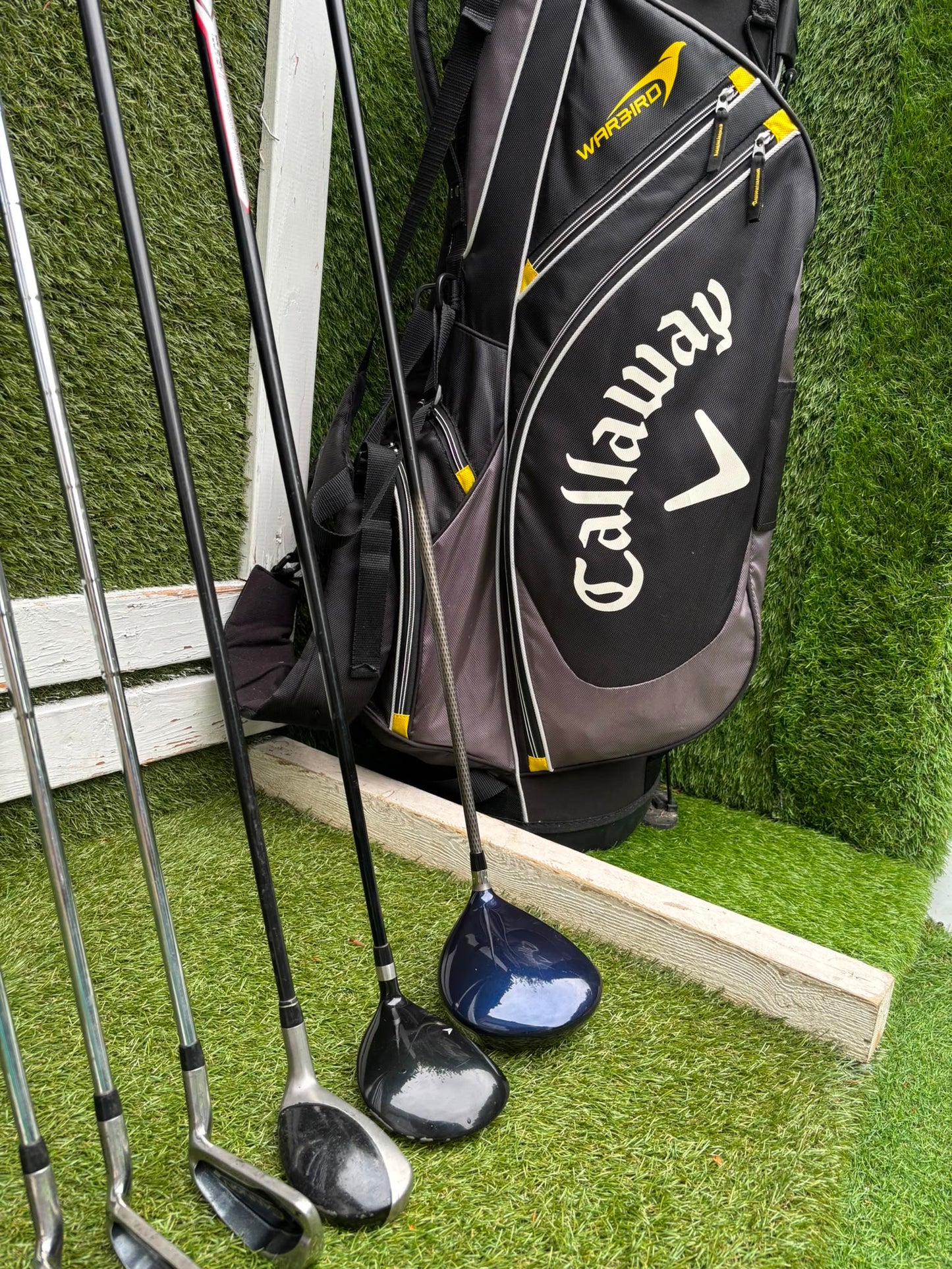 Nike Ignite Dymo² Driver, Spalding Cannon Irons (3–9, SW), TaylorMade Rescue & Rossa Putter | Callaway Stand Bag