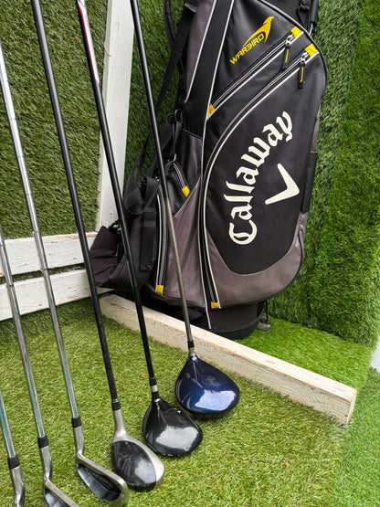 Nike Ignite Dymo² Driver, Spalding Cannon Irons (3–9, SW), TaylorMade Rescue & Rossa Putter | Callaway Stand Bag