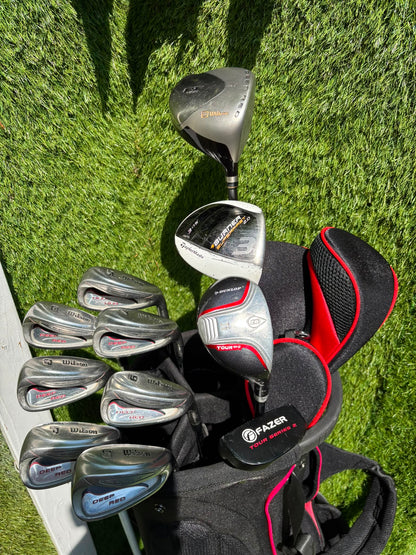 Wilson Deep Red Irons, TaylorMade Burner 3.0 Fairway Wood, Wilson Driver & Brand New Stand Bag