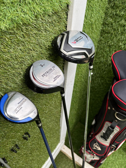 Slazenger Big Ezee Iron-Wood Golf Set V300 Driver Hybrid Stand Bag Free P&P