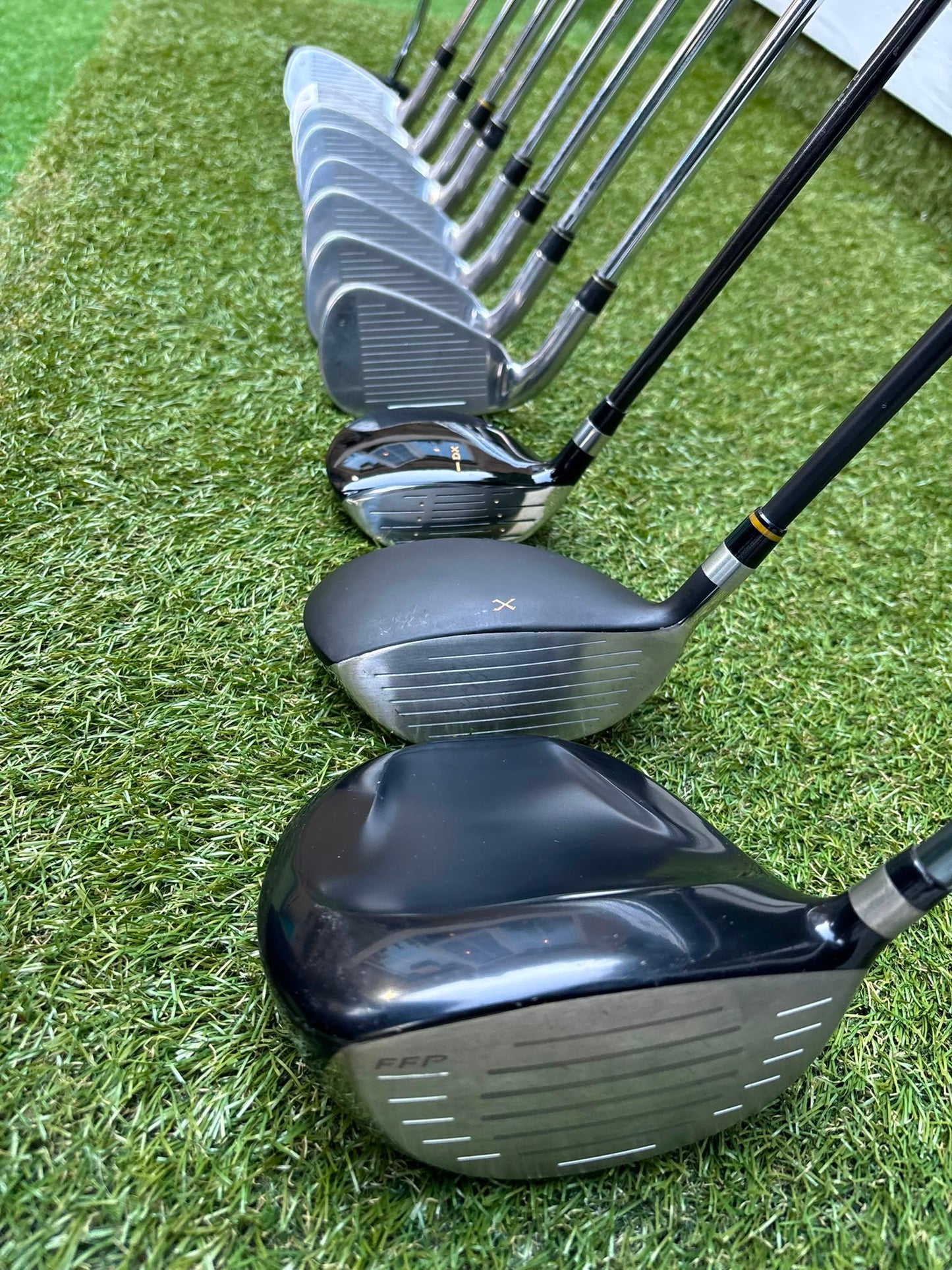 TaylorMade Irons, Cleveland Driver, GX-7 Wood, MacGregor 7 Wood, Wilson Putter & Ping Stand Bag