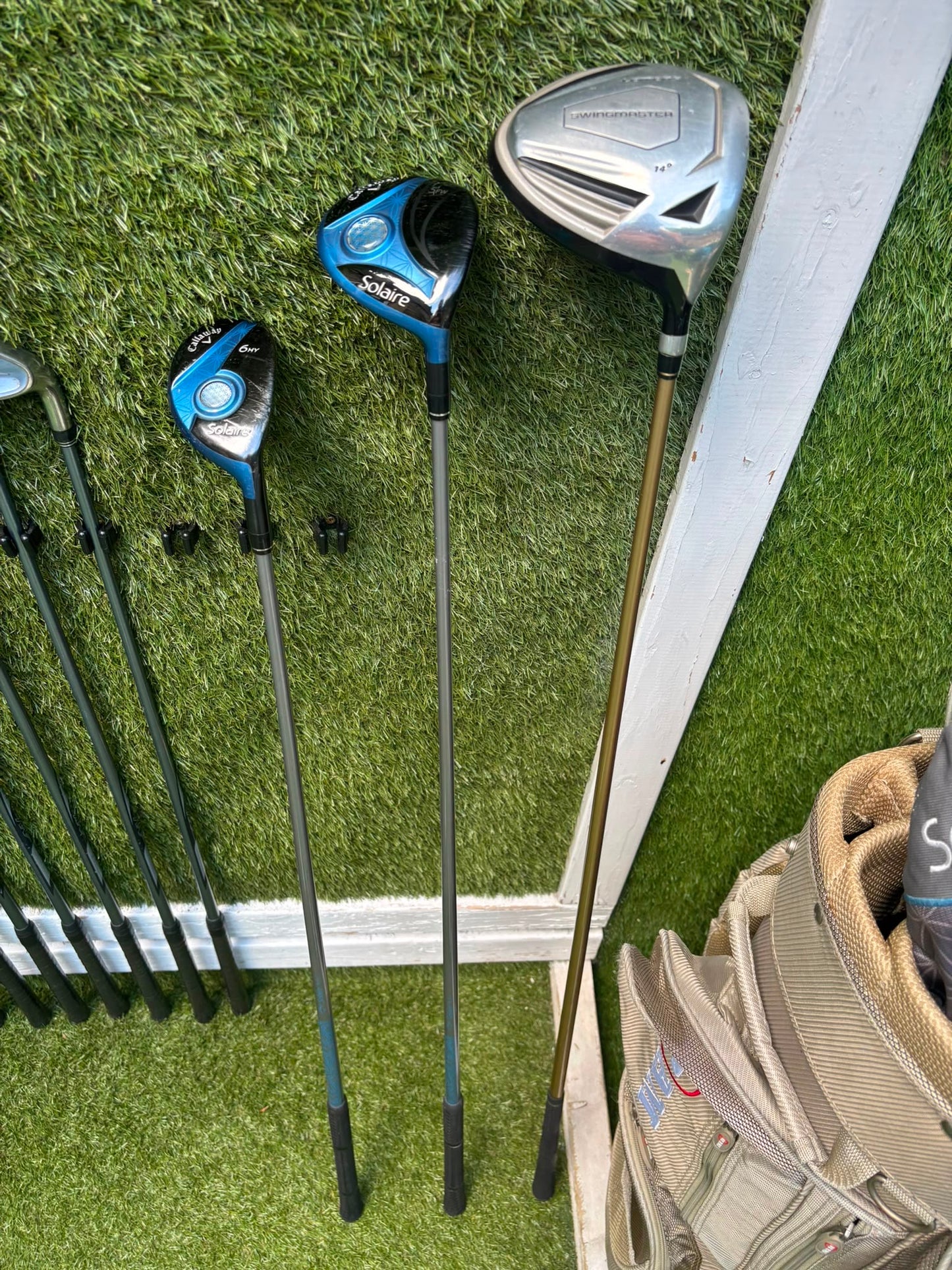 Cobra 3100 I/H Ladies Graphite Irons, Callaway Solaire Woods & RAM Force Cart Bag