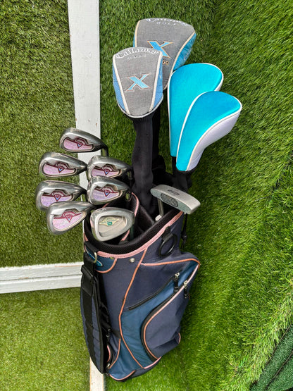Ladies Golf Set – Callaway Big Bertha Irons, Callaway X Woods (Driver, 3, 5 & 7), HEXSERT HM-1 Putter & Cart Bag