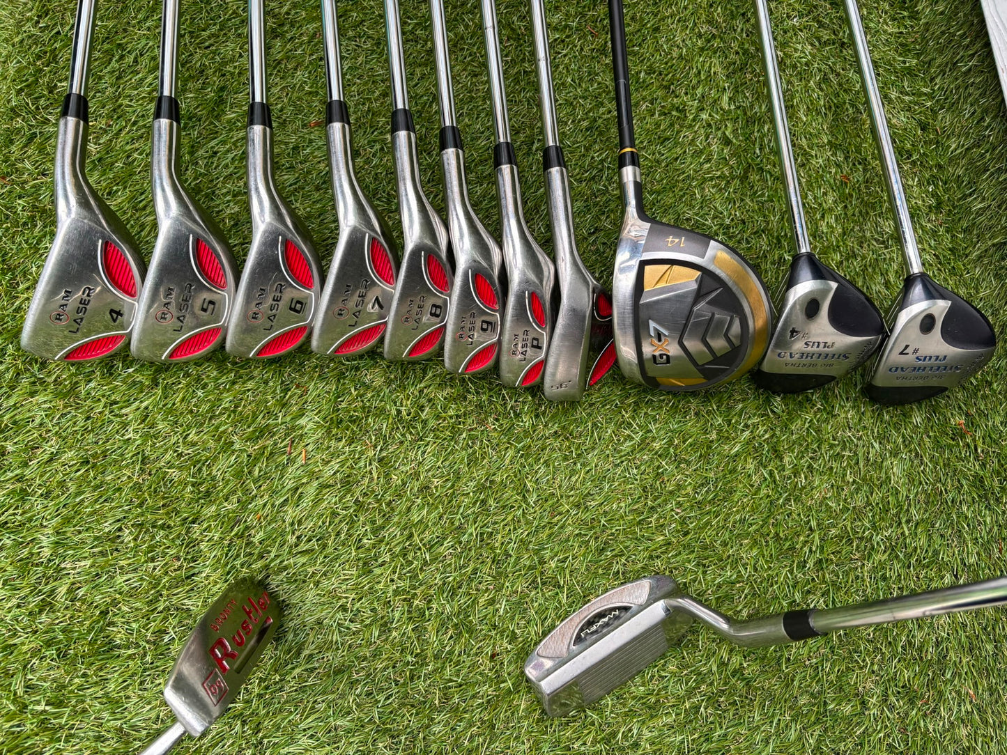 RAM Laser Hybrid Iron Set with GX7 Driver Wood, Steelhead Plus Woods & Powakaddy Bag