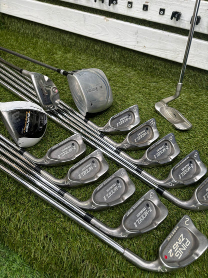 Z-MODEL II Irons + TaylorMade Woods & Hybrid + Ping Zing 2 + Donnay Putter + Peter Alliss Stand Bag – 14 Clubs