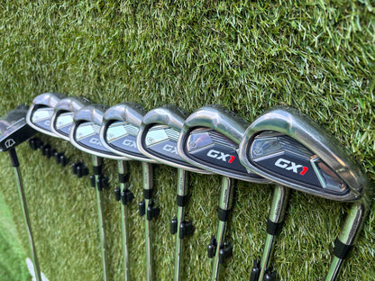 Masters GX1 Irons, Trilogy Ti-Matrix Driver, Dunlop NZ9 Fairway Woods, Wilson Infinite Buckingham Putter & PowaKaddy Cart Bag